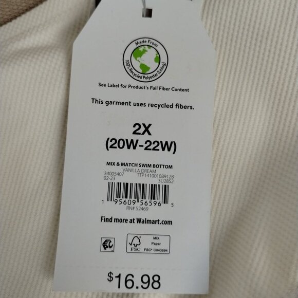 Time and Tru Womens 2X Vanilla Dream Cream Side String High Waist Bikini Bottoms - Picture 4 of 7